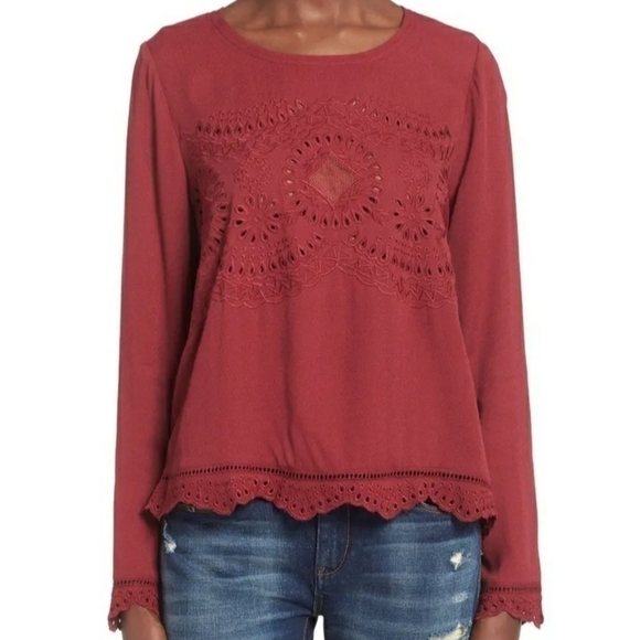 NWT Storee Eyelet Embroidered Blouse - Picture 2 of 14